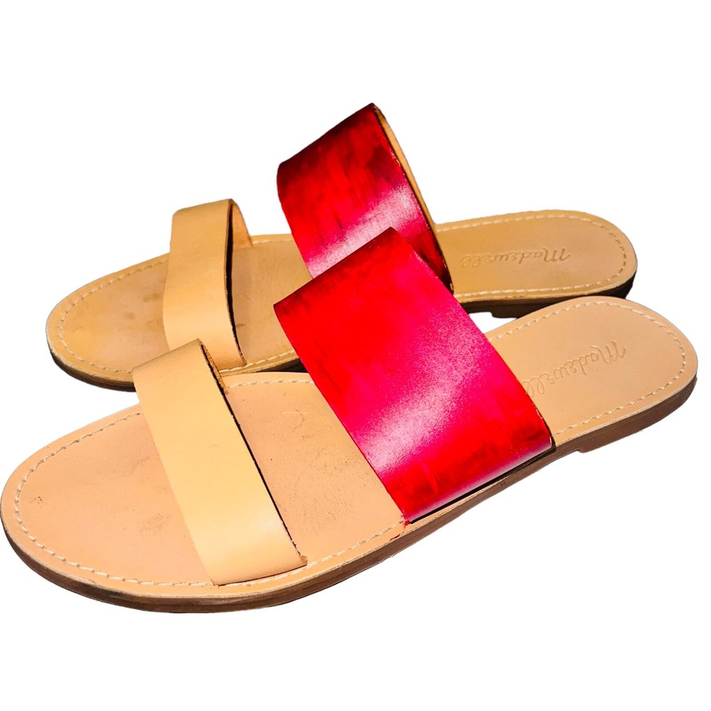 Madewell The Boardwalk Womens 9.5 Sandals Double Strap Slide Brown Leather AH748